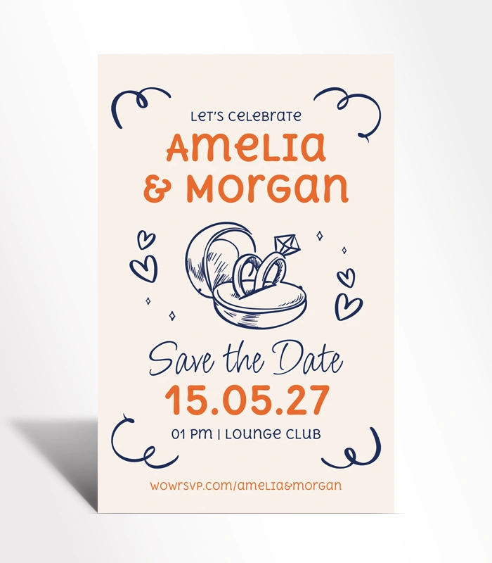703 Playful Hearts Save the Date - Image 1