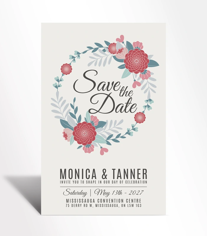 705 Blush Floral Wreath Save the Date - Image 1
