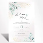 Eucalyptus Gold Minimal Wedding Invitation