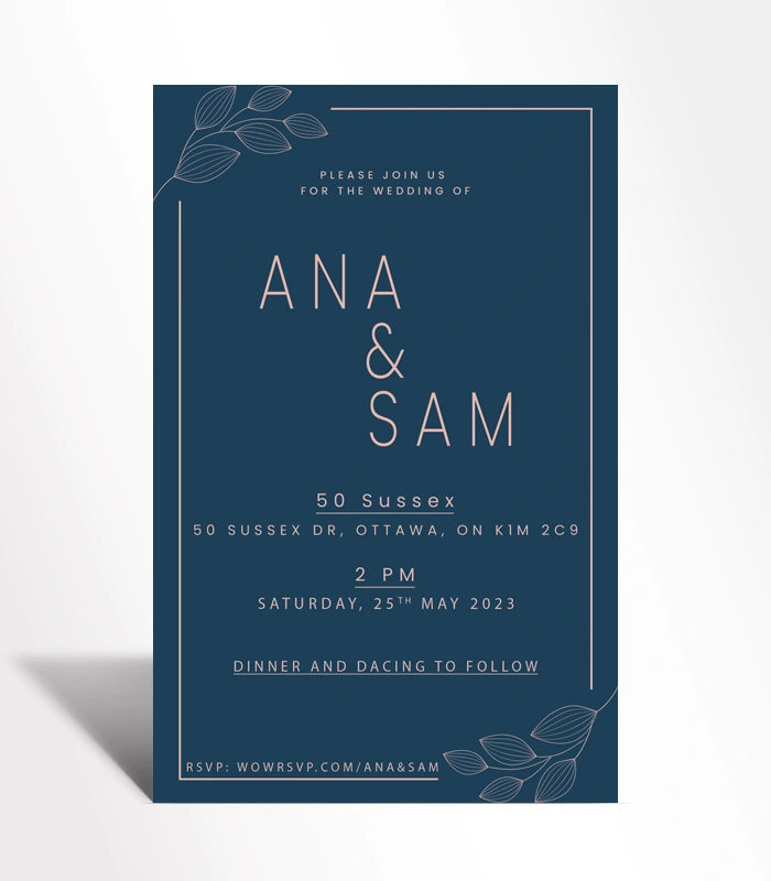 892 Midnight Minimalist Wedding Invitation - Image 1