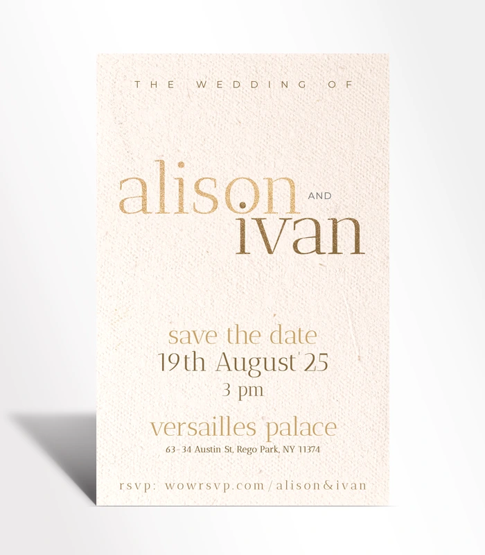 896 Champagne Texture Save the Date Card - Image 1