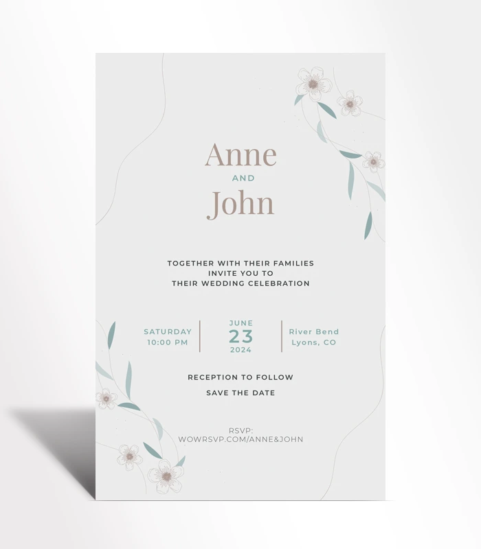 914 Soft Sage Floral Wedding Invitation - Image 1