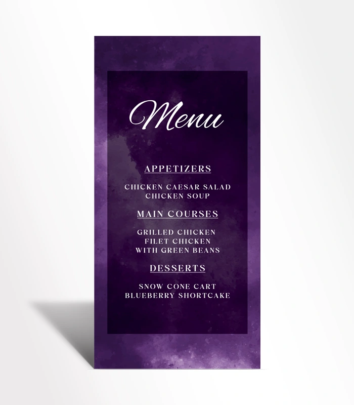 3 Amethyst Dreams Menu Card - Image 1