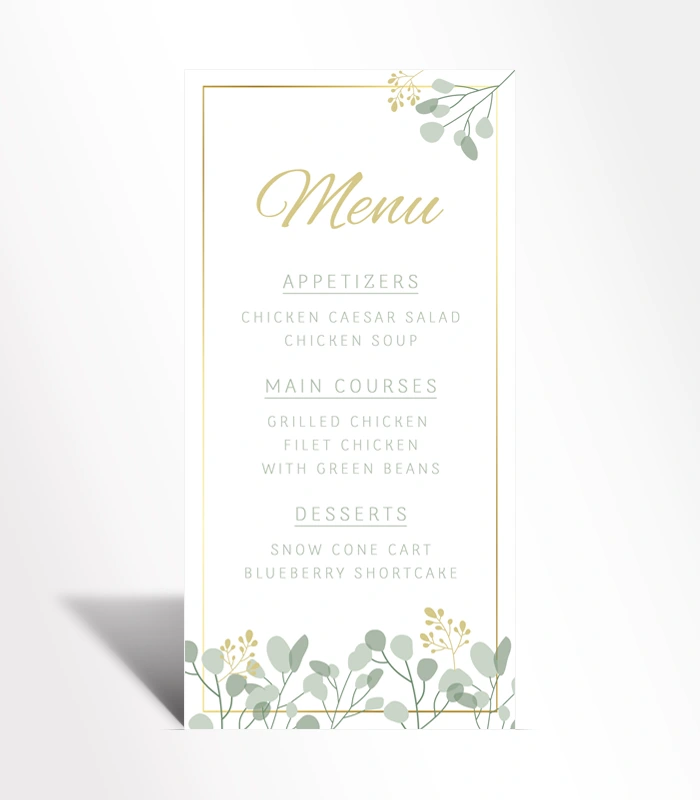 4 Golden Serenity Menu Card - Image 1