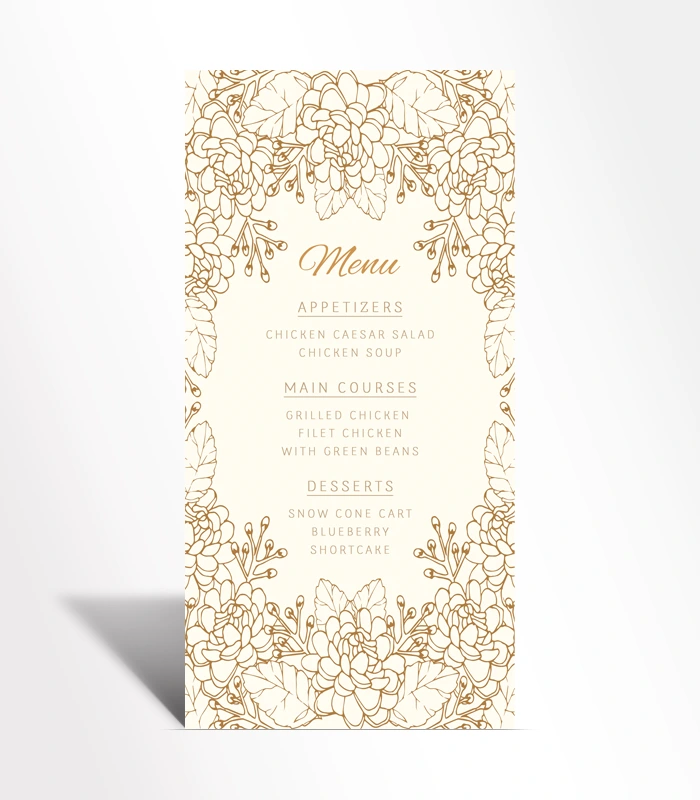 6 Golden Blossom Menu Card - Image 1